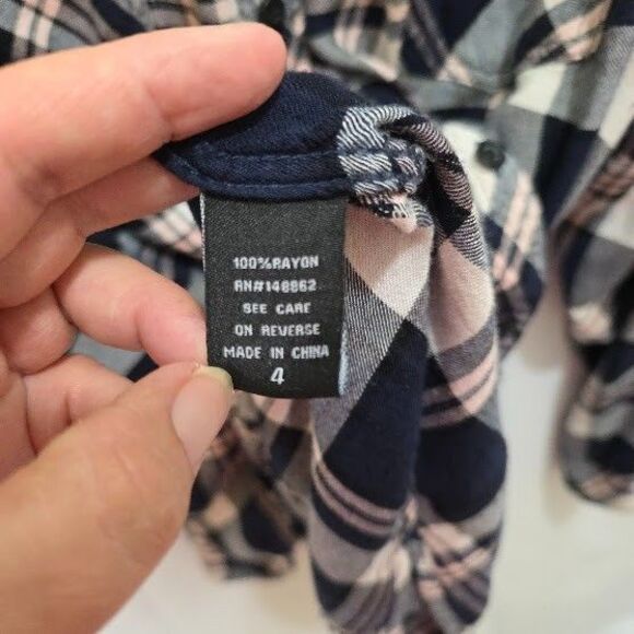 Torrid Shirt Plus Size 4 4X Blue Pink Plaid Rayon Button Front Long Sleeve Soft - Picture 8 of 10